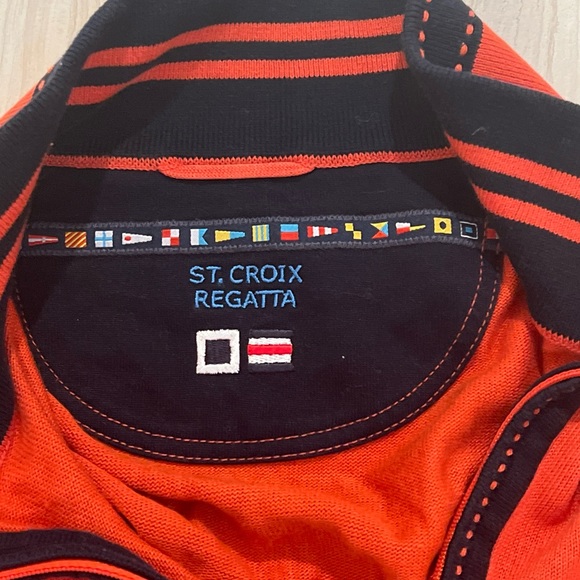 ST CROIX REGATTA - 1/4 Zip Long Sleeve Navy Blue & Orange Cotton Pullover Sz L - Picture 5 of 5
